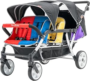 Familidoo H6E 6 seat Baby Stroller- Double Canopy - Daycare Strollers with 5 Point Safety 