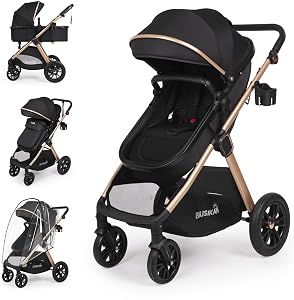 6-in-1 Convertible Baby Stroller with Bassinet Pushchair - Folding Infant Newborn Stroller
