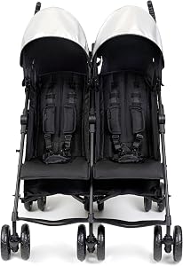 Summer Infant 3Dlite Folding Lightweight Side by Side Double Stroller with 5-Point Safety 