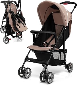 HONEY JOY Travel Stroller, Quick Fold Lightweight Baby Umbrella Stroller for Airplane, Adj