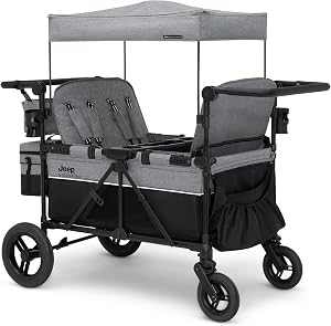 Jeep Wrangler Deluxe 4 Seater Stroller Wagon by Delta Children - Premium Quad Stroller Wag