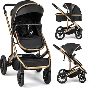 INFANS 2 in 1 Baby Stroller, Folding Newborn Pram Convertible Stroller Bassinet for Infant