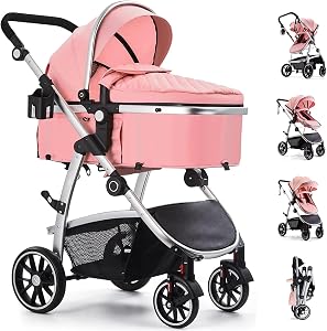 Hagaday Baby Stroller, 2-in-1 Reversible Toddler Seat with Bassinet Mode, Foldable Infant 