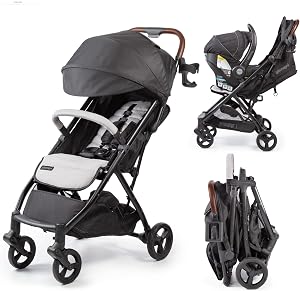Ingenuity 3Dquickclose CS+ Compact Fold Stroller – Lightweight Stroller with Oversized Can