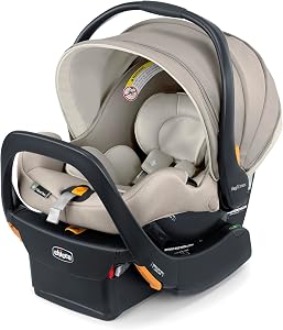 Chicco KeyFit Max Zip ClearTex Infant Car Seat and Base, Rear-Facing for Infants 4-30 lbs., Infant Head & Body Support, Sierra/Beige