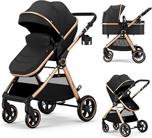 Accombe 2 in 1 Baby Stroller, Convertible Bassinet Pushchair for Infants and Newborns 0-36